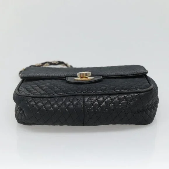 Authentic BALLY Chain Shoulder Bag Leather Black Gold - Picture 12 of 16